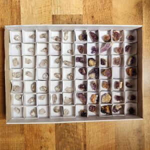 70 pcs DARK PURPLE AMETHYST and Optic SMOKY QUARTZ Lot Flat SOUTH AFRICA Zambia